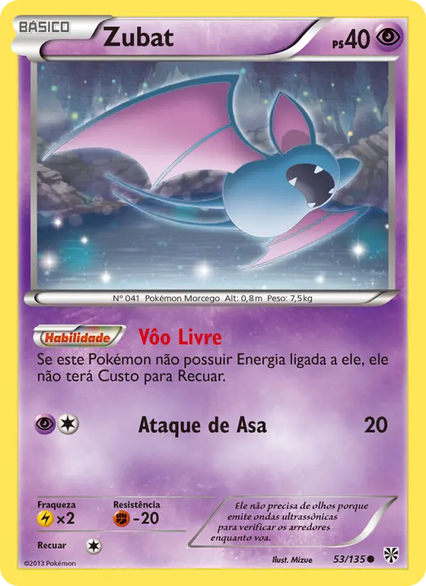 Carta Zubat, número 53/135 da coleção Tempestade de Plasma