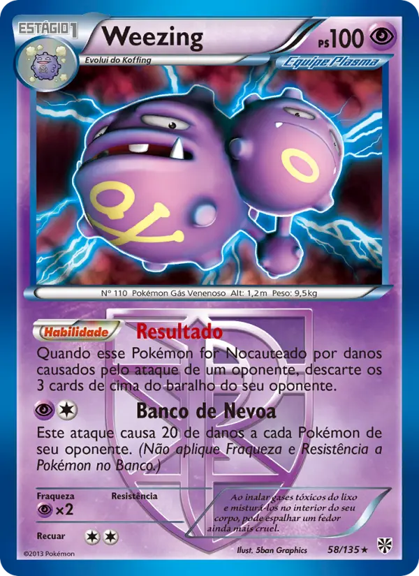 Carta Weezing, número 58/135 da coleção Tempestade de Plasma