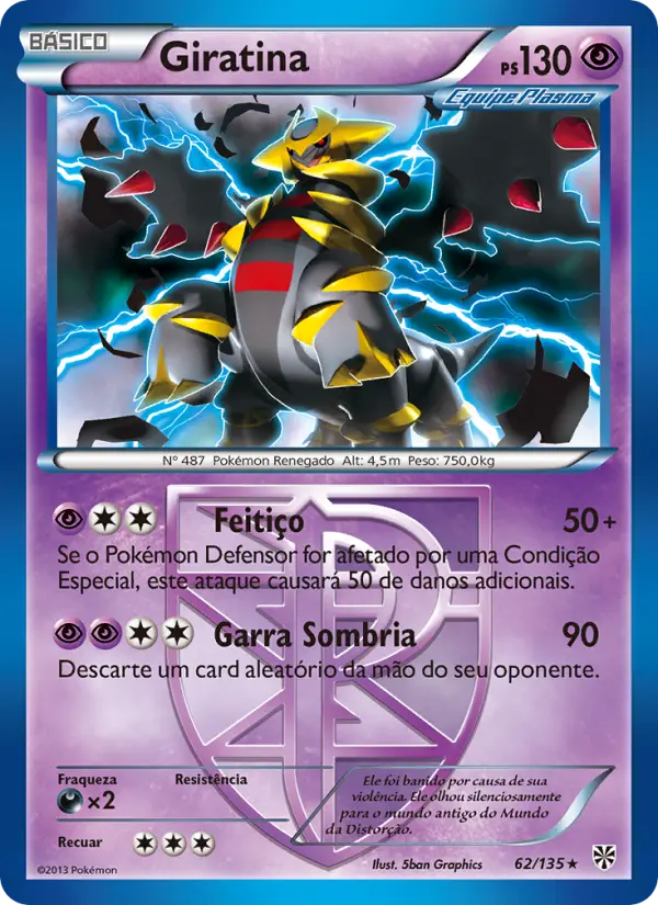 Carta Giratina, número 62/135 da coleção Tempestade de Plasma