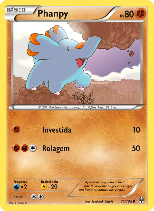 Carta Phanpy, número 71/135 da coleção Tempestade de Plasma