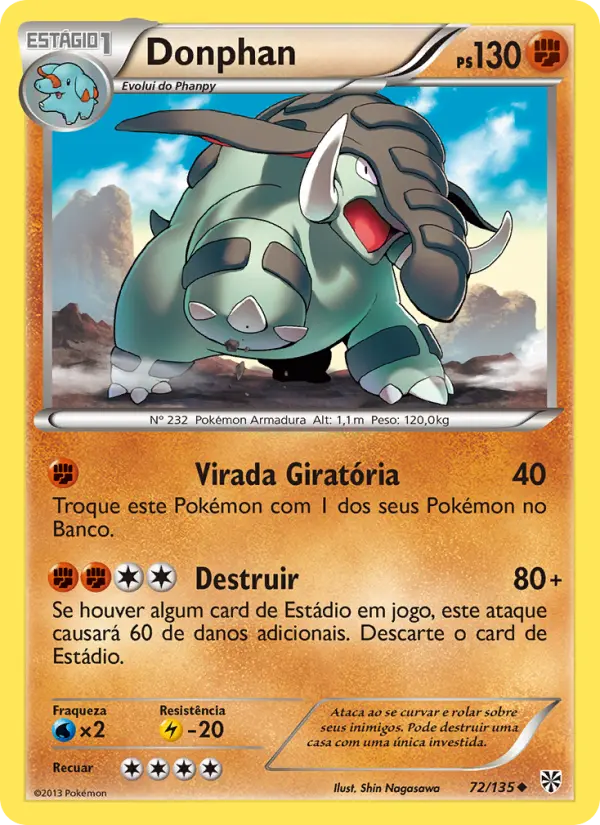 Carta Donphan, número 72/135 da coleção Tempestade de Plasma