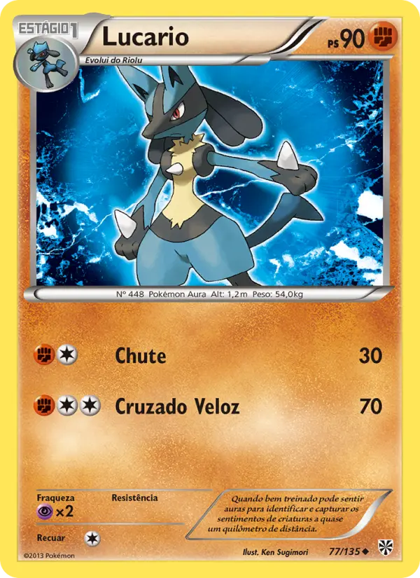 Carta Lucario, número 77/135 da coleção Tempestade de Plasma