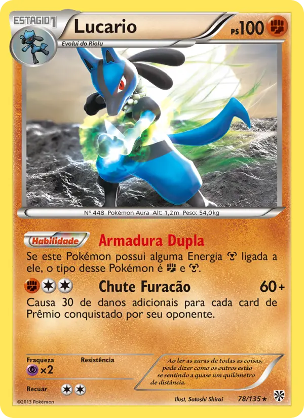 Carta Lucario, número 78/135 da coleção Tempestade de Plasma