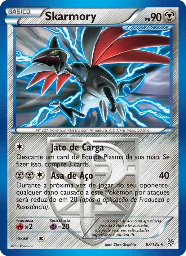 Carta Skarmory, número 87/135 da coleção Tempestade de Plasma