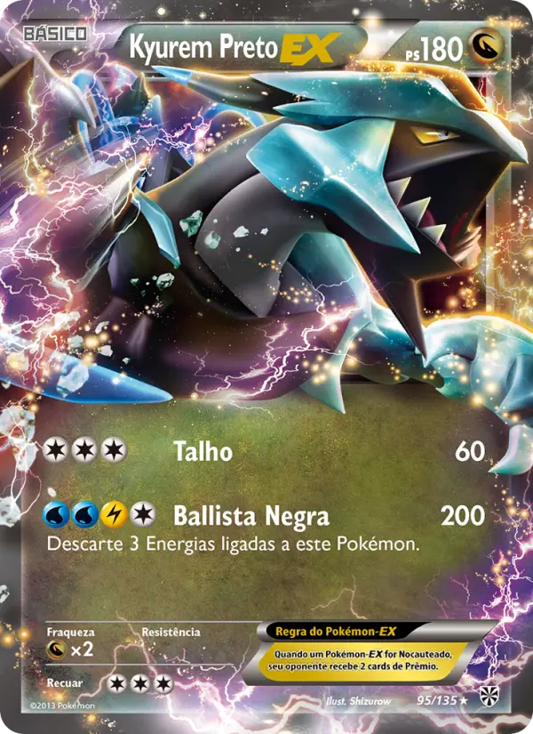 Carta Kyurem Preto-EX, número 95/135 da coleção Tempestade de Plasma