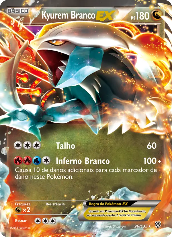 Carta Kyurem Branco-EX, número 96/135 da coleção Tempestade de Plasma