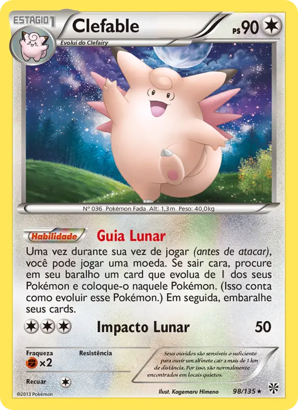 Carta Clefable, número 98/135 da coleção Tempestade de Plasma