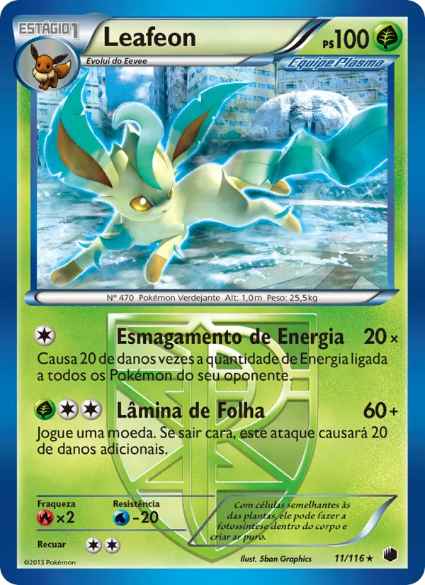Carta Leafeon, número 11/116 da coleção Congelamento de Plasma