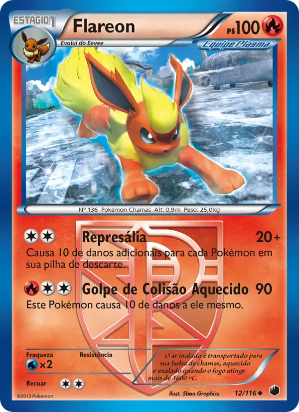 Carta Flareon, número 12/116 da coleção Congelamento de Plasma