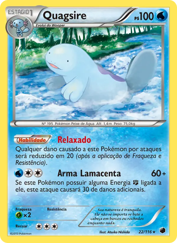 Carta Quagsire, número 22/116 da coleção Congelamento de Plasma