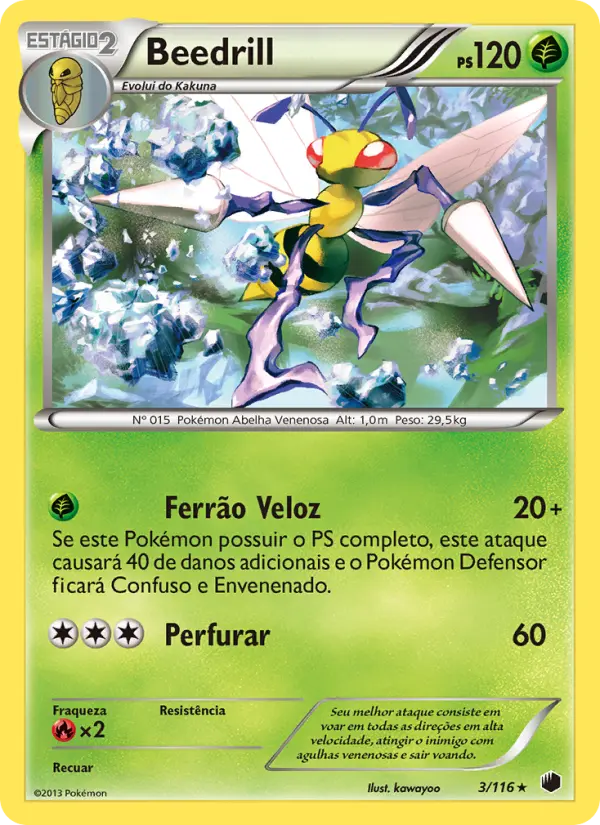 Carta Beedrill, número 3/116 da coleção Congelamento de Plasma
