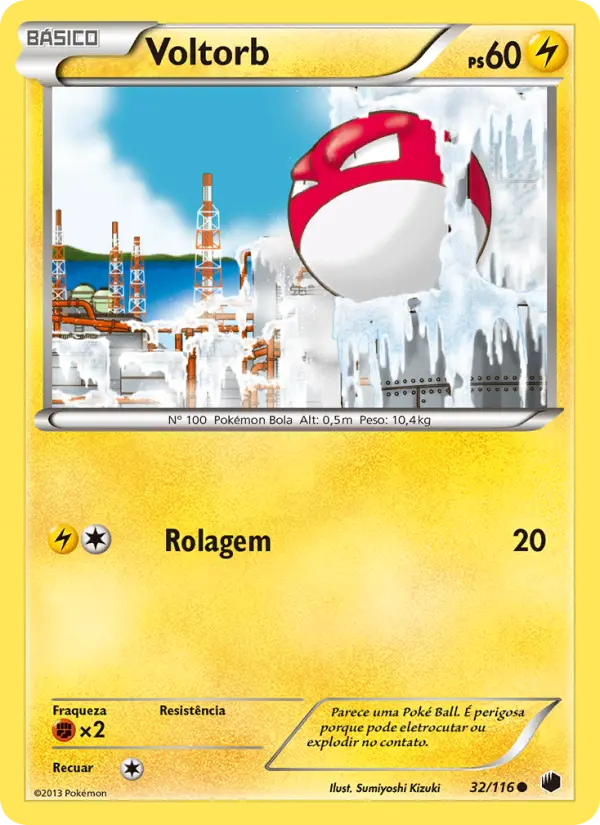 Carta Voltorb, número 32/116 da coleção Congelamento de Plasma