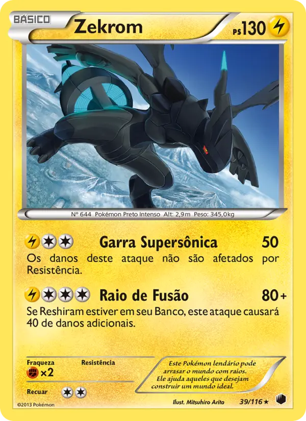 Carta Zekrom, número 39/116 da coleção Congelamento de Plasma