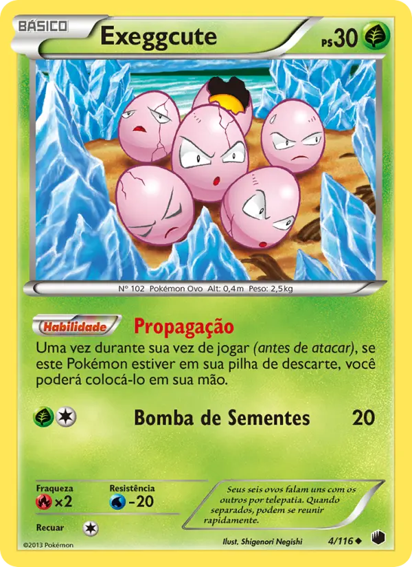 Carta Exeggcute, número 4/116 da coleção Congelamento de Plasma
