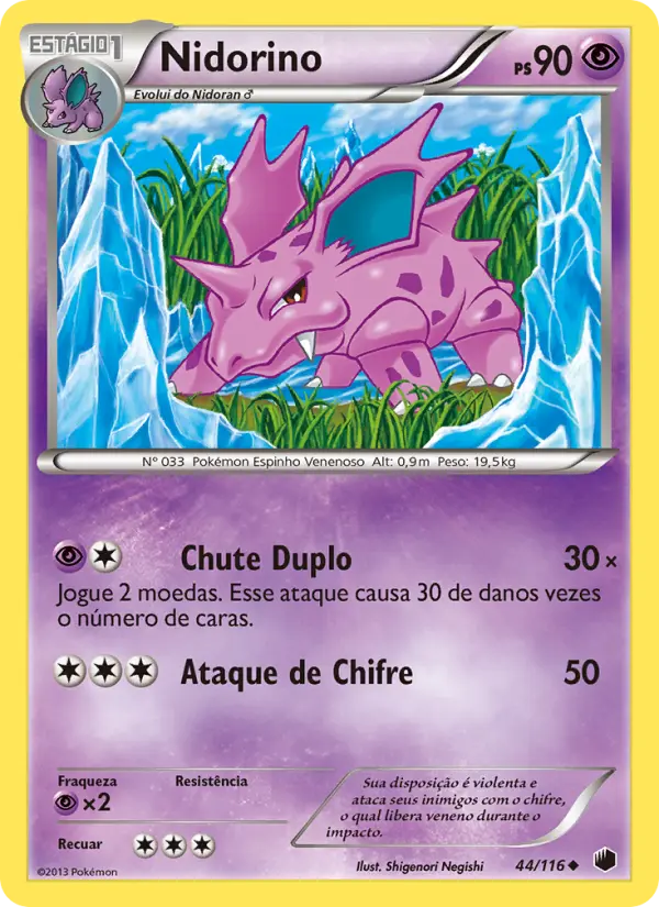 Carta Nidorino, número 44/116 da coleção Congelamento de Plasma