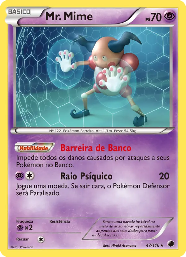 Carta Mr. Mime, número 47/116 da coleção Congelamento de Plasma