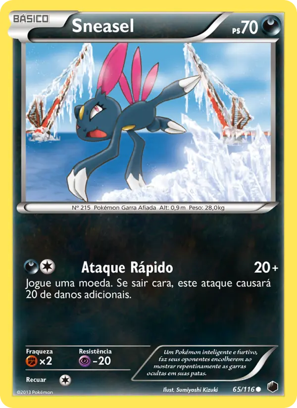 Carta Sneasel, número 65/116 da coleção Congelamento de Plasma