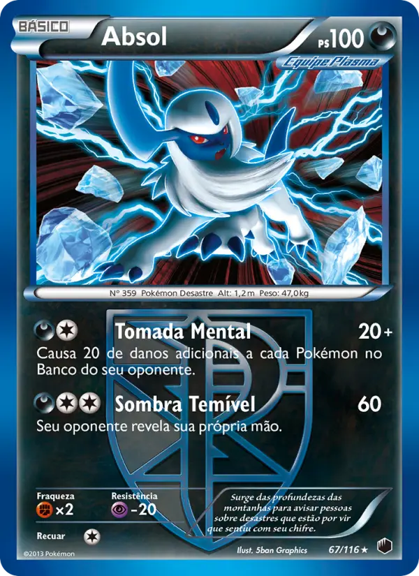 Carta Absol, número 67/116 da coleção Congelamento de Plasma