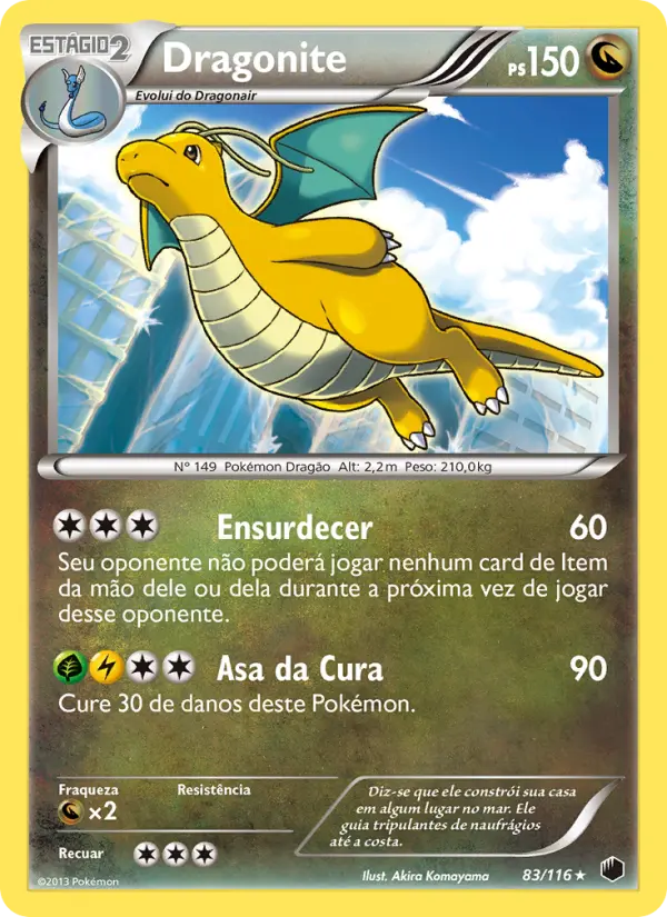 Carta Dragonite, número 83/116 da coleção Congelamento de Plasma