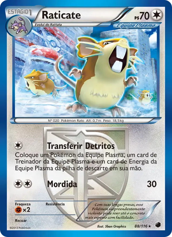 Carta Raticate, número 88/116 da coleção Congelamento de Plasma