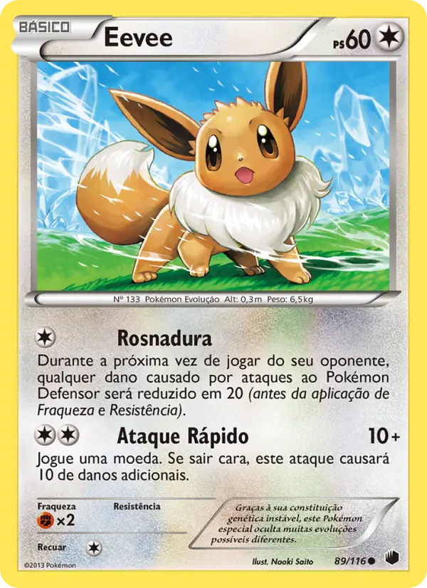 Carta Eevee, número 89/116 da coleção Congelamento de Plasma