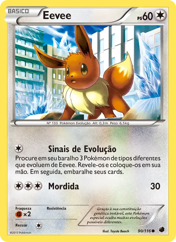 Carta Eevee, número 90/116 da coleção Congelamento de Plasma