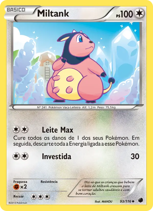 Carta Miltank, número 93/116 da coleção Congelamento de Plasma