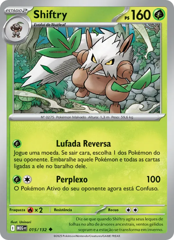 Carta Shiftry, número 015/132 da coleção Megaevolução