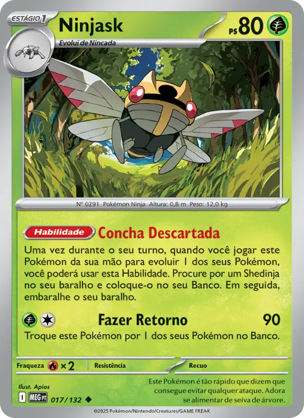Carta Ninjask, número 017/132 da coleção Megaevolução