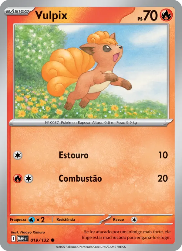 Carta Vulpix, número 019/132 da coleção Megaevolução