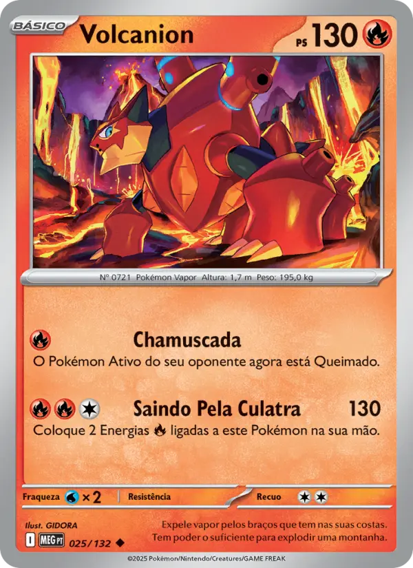 Carta Volcanion, número 025/132 da coleção Megaevolução