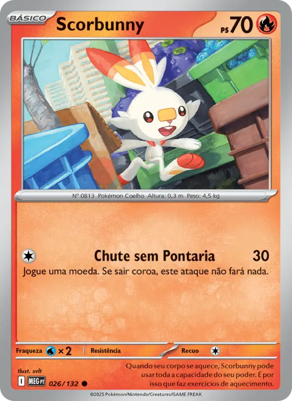 Carta Scorbunny, número 026/132 da coleção Megaevolução