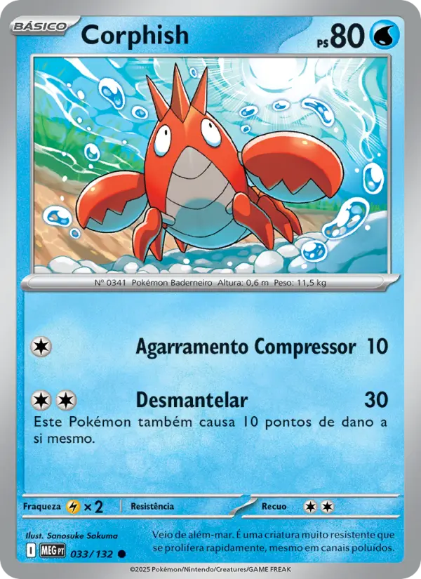 Carta Corphish, número 033/132 da coleção Megaevolução