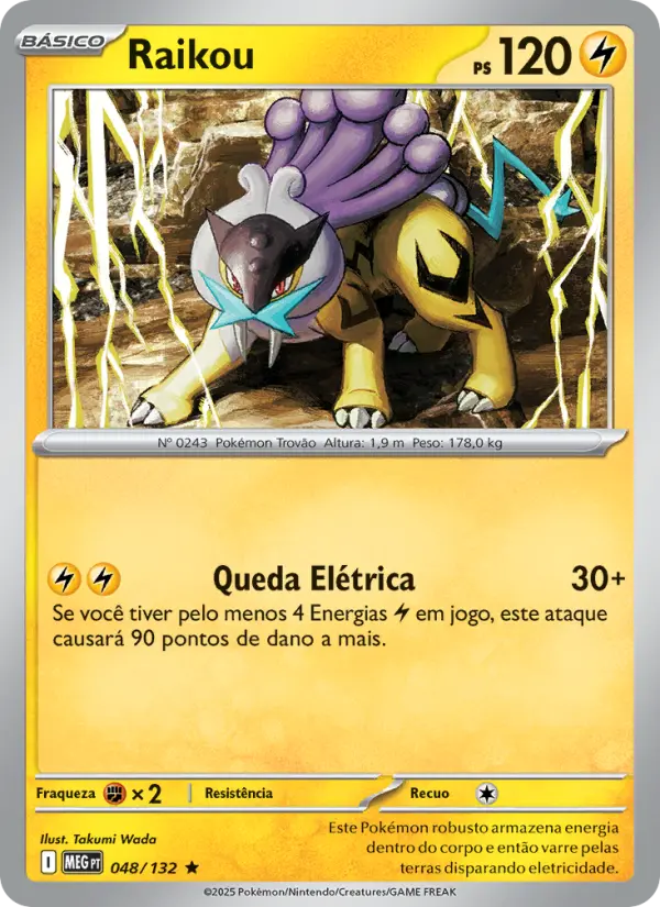 Carta Raikou, número 048/132 da coleção Megaevolução
