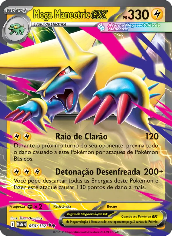 Carta Mega Manectric ex, número 050/132 da coleção Megaevolução