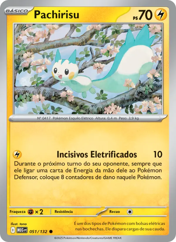 Carta Pachirisu, número 051/132 da coleção Megaevolução