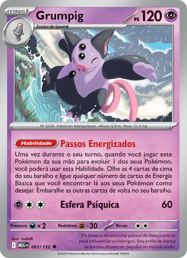 Carta Grumpig, número 063/132 da coleção Megaevolução