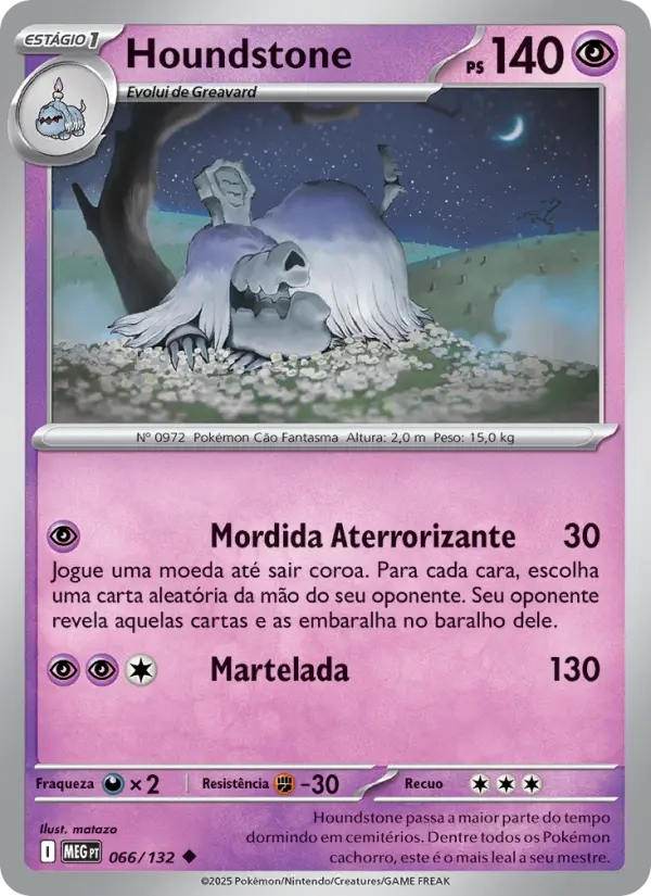 Carta Houndstone, número 066/132 da coleção Megaevolução