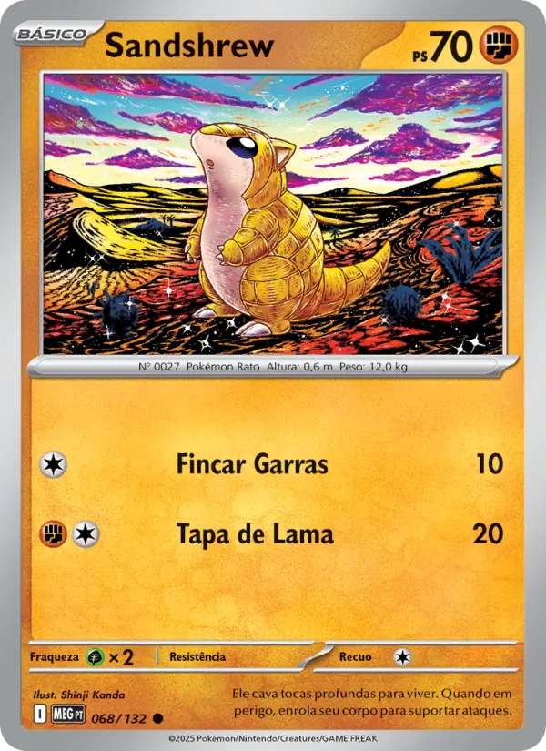 Carta Sandshrew, número 068/132 da coleção Megaevolução