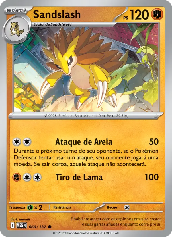 Carta Sandslash, número 069/132 da coleção Megaevolução