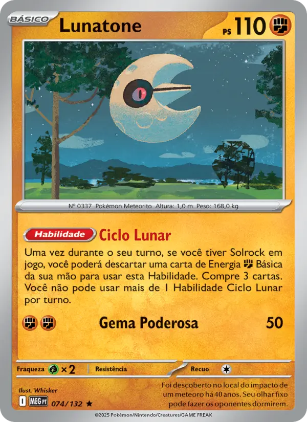 Carta Lunatone, número 074/132 da coleção Megaevolução