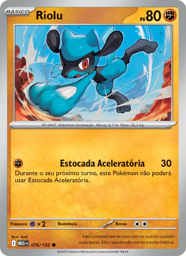 Carta Riolu, número 076/132 da coleção Megaevolução