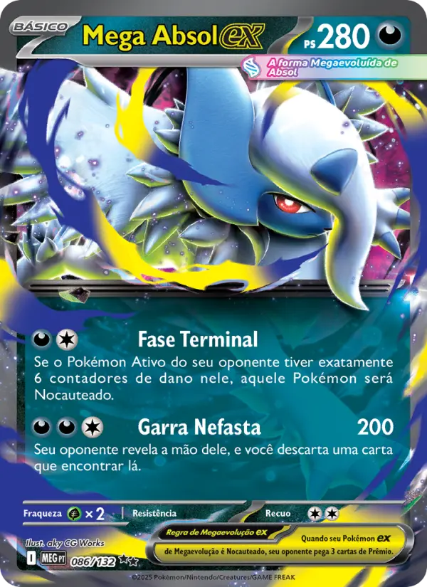Carta Mega Absol ex, número 086/132 da coleção Megaevolução