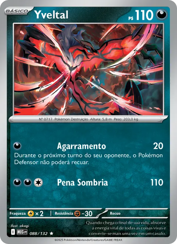 Carta Yveltal, número 088/132 da coleção Megaevolução