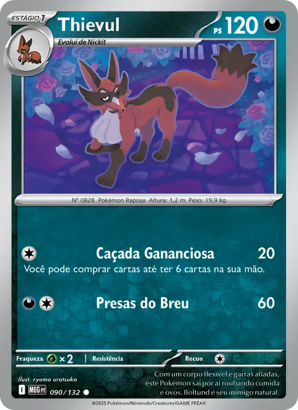 Carta Thievul, número 090/132 da coleção Megaevolução