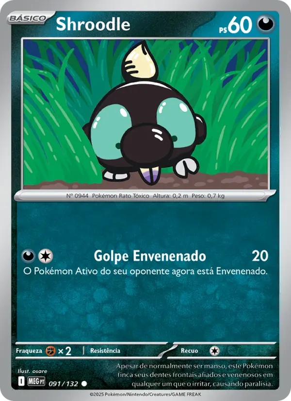 Carta Shroodle, número 091/132 da coleção Megaevolução