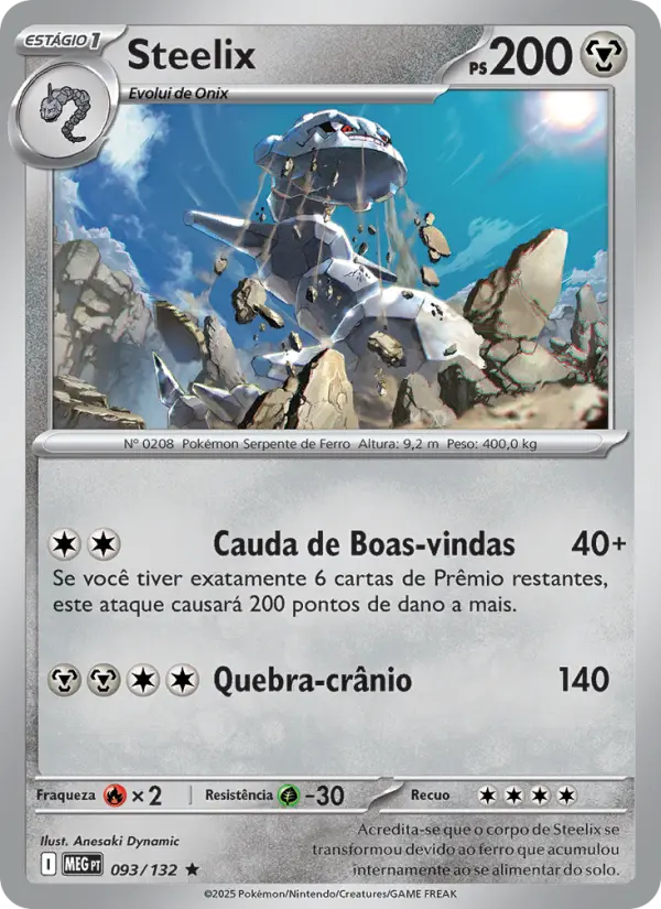 Carta Steelix, número 093/132 da coleção Megaevolução