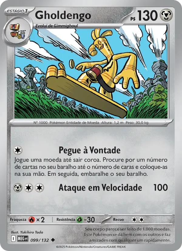 Carta Gholdengo, número 099/132 da coleção Megaevolução