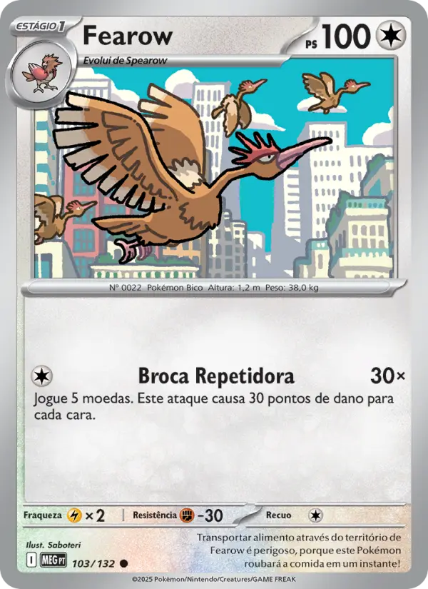 Carta Fearow, número 103/132 da coleção Megaevolução