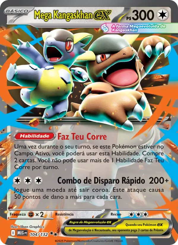 Carta Mega Kangaskhan ex, número 104/132 da coleção Megaevolução